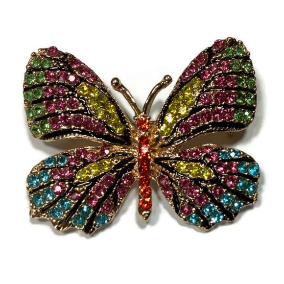 Jewelry - Multi Color Rhinestone Butterfly Brooch/Pin